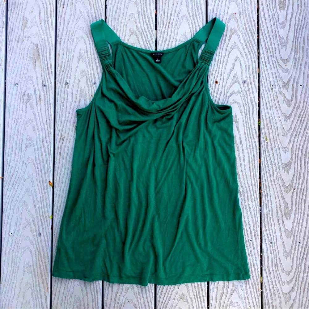 Ann Taylor Kelly green cowl neck tank top blouse L